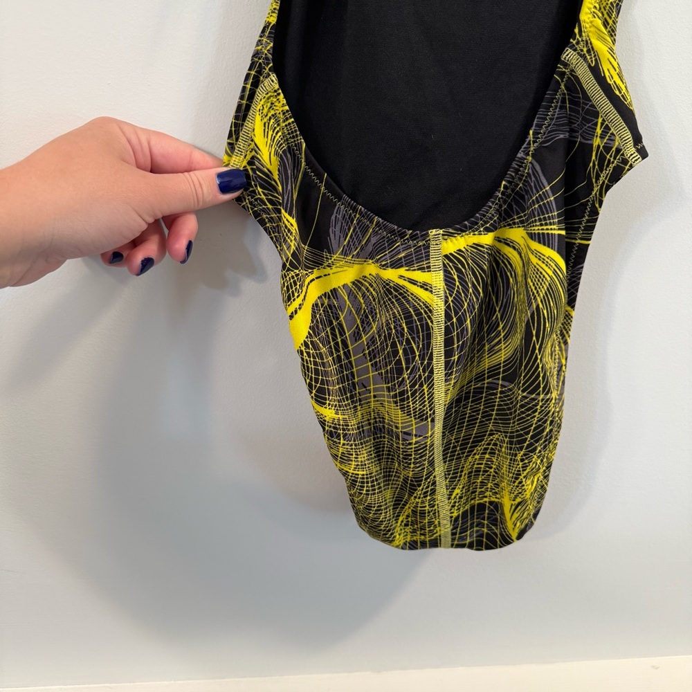 Speedo Black and Yellow Women's Endurance One Piece Swimsuit - Picture 6 of 7